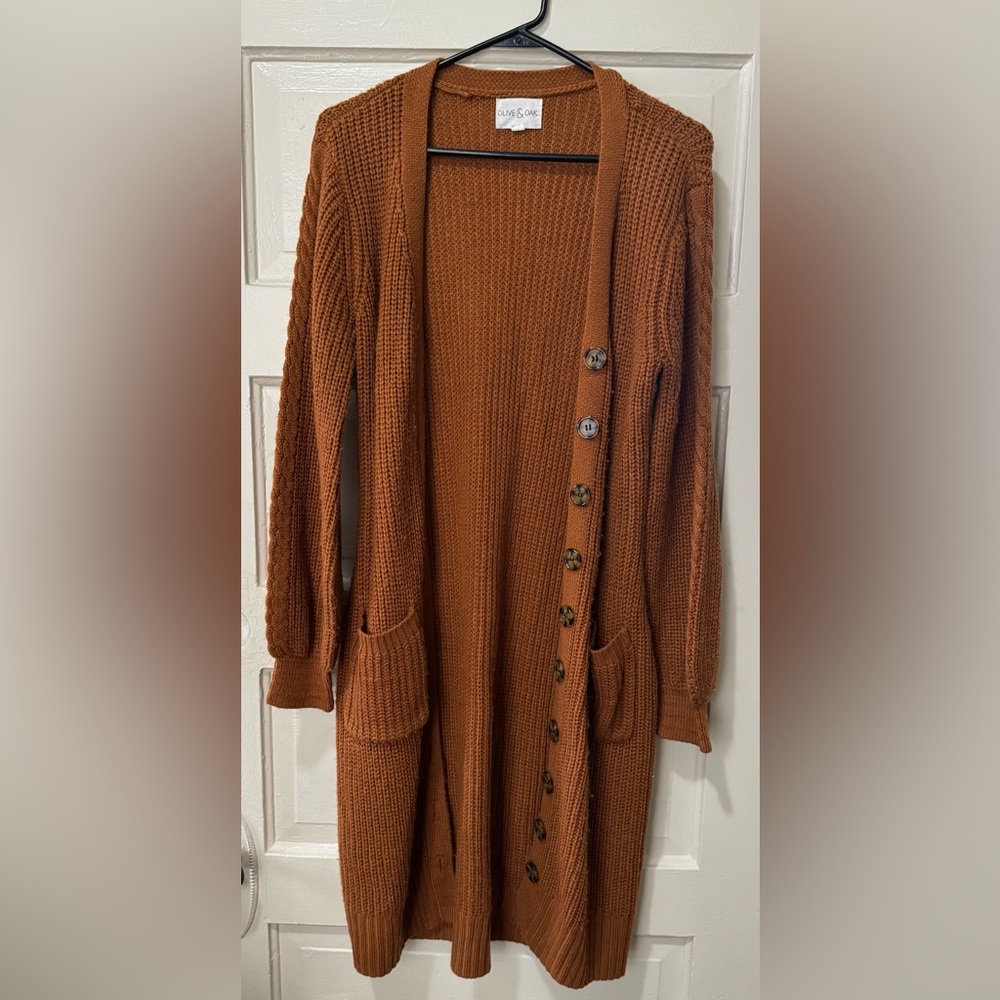 Olive & Oak Rust Knit Cardigan Sweater